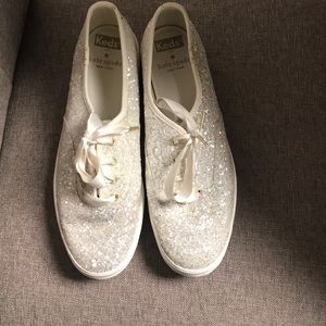 Kate Spade White Glitter Keds